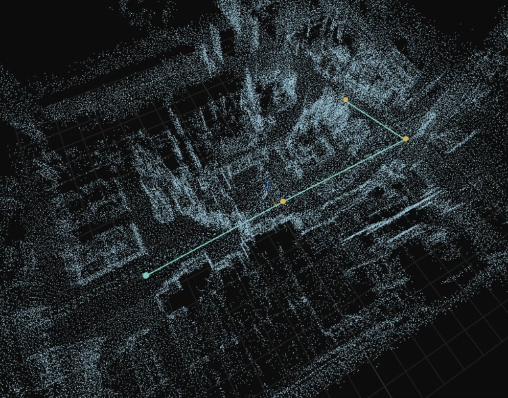 OmniCore interface showing a 3D point-cloud reconstruction of an environment with a planned robot route